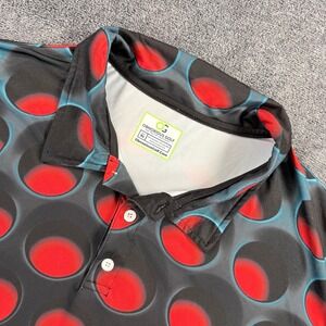 Obnoxious Golf Mens XL Polo Shirt Red Black Blue 3D Optical Illusion Print OG